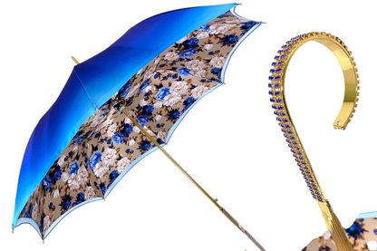 Heavenly Blue Roses Interior Umbrella – Handcrafted Luxury