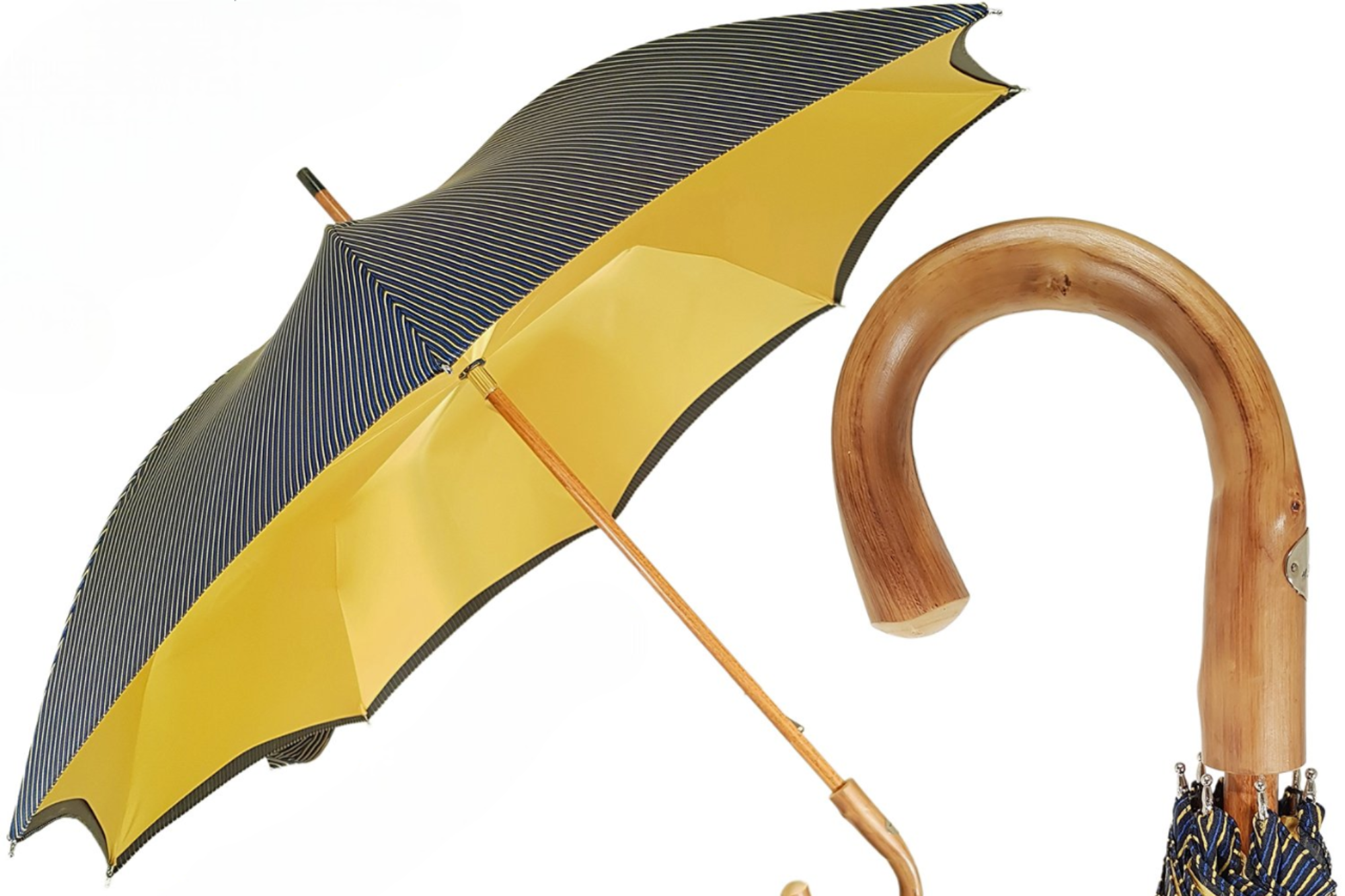 Double-Cloth Multicolor Stripes Umbrella and Chestnut Wood Handle