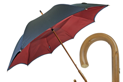Sophisticated Double Canopy Navy Blue with Dot Pattern Men’s Umbrella