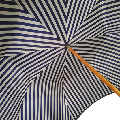 Elegant Double Canopy Men’s Umbrella with Blue Striped Interior
