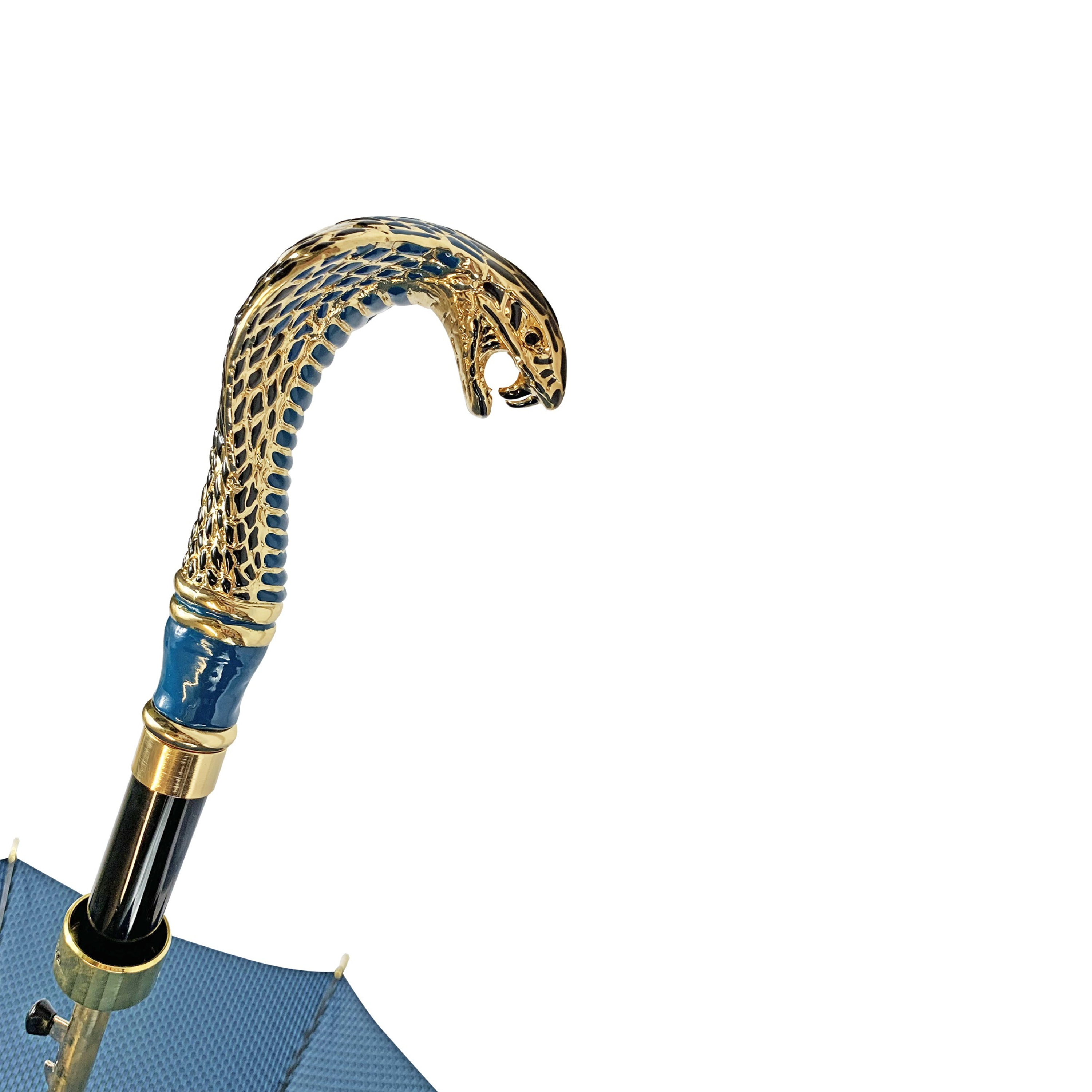 Luxury Jaquard Umbrella with Hand-Enameled 24K Gold Snake Handle