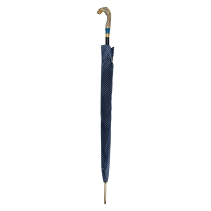 Luxury Jaquard Umbrella with Hand-Enameled 24K Gold Snake Handle