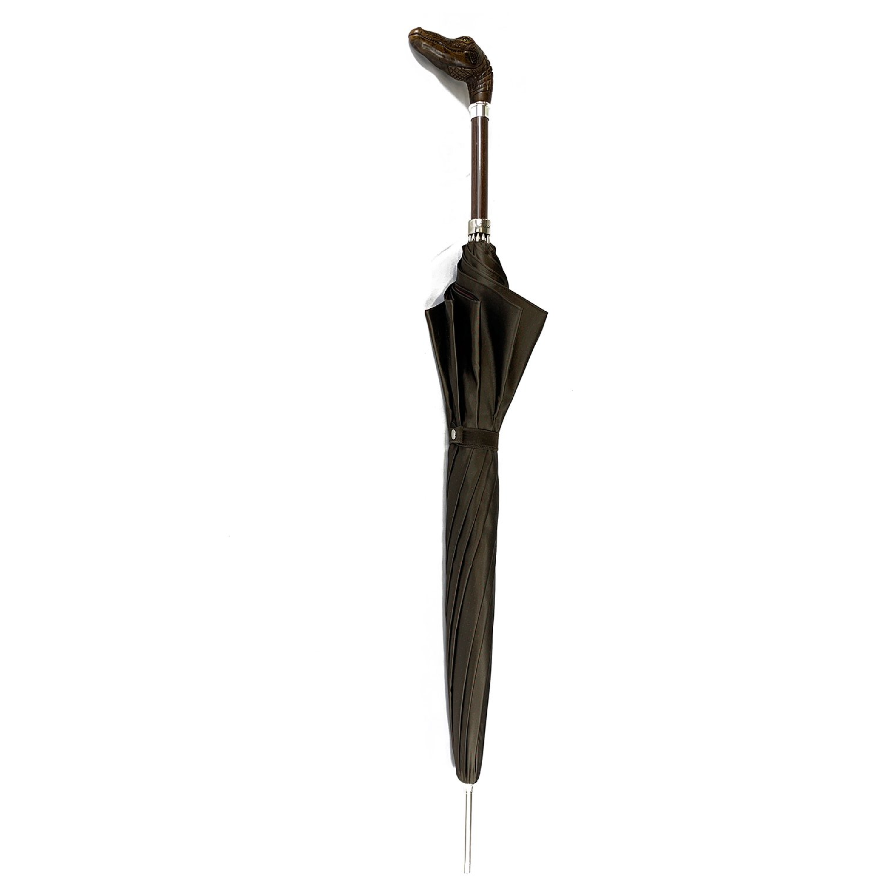 Luxury Refined Two-Tone Umbrella with Antique Crocodile Handle