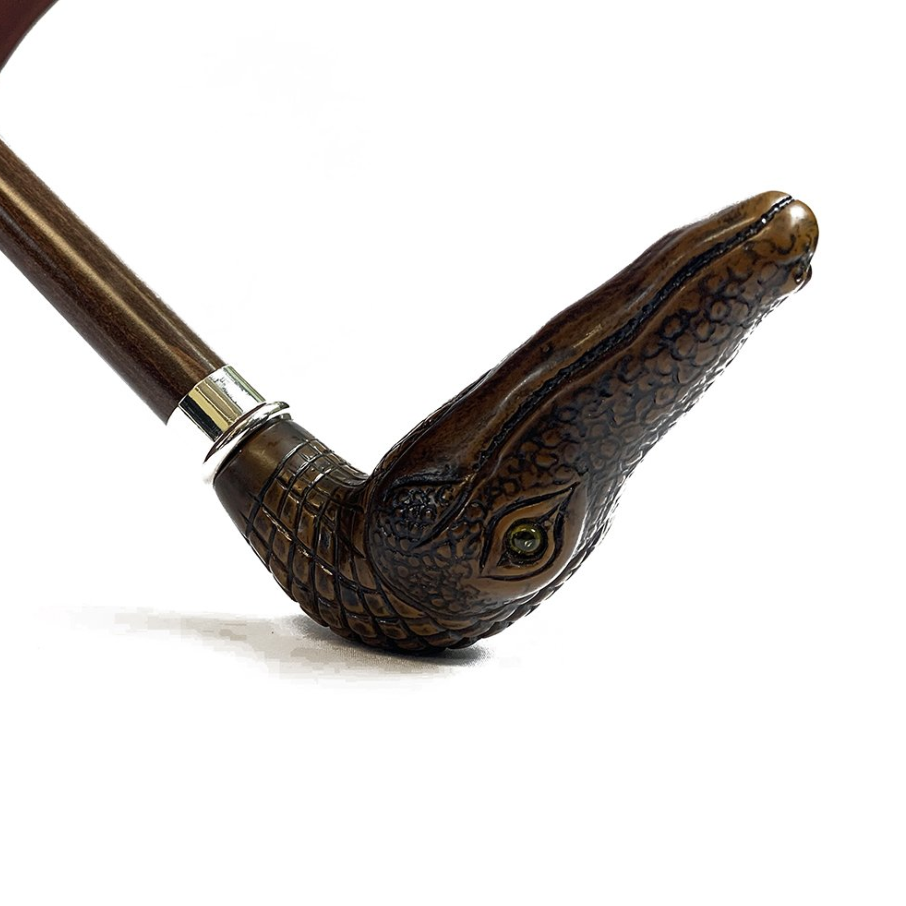 Luxury Refined Two-Tone Umbrella with Antique Crocodile Handle