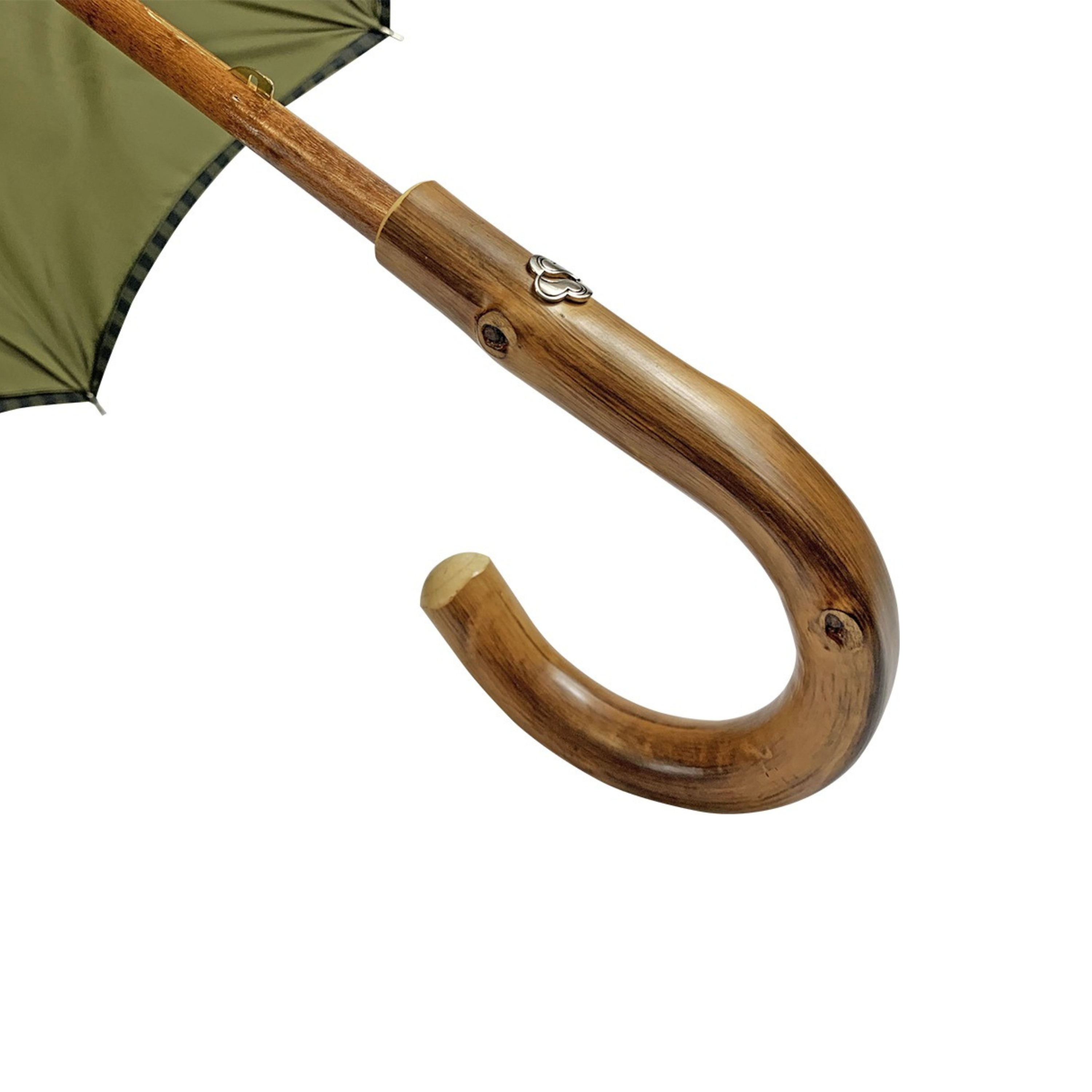 Deep Green Stripes Classic Umbrella with Handcrafted Chestnut Handle