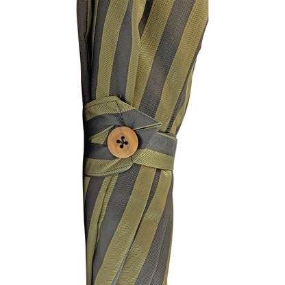 Deep Green Stripes Classic Umbrella with Handcrafted Chestnut Handle