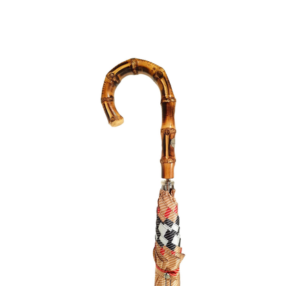 Luxury Striped Men’s Umbrella with Whangee Bamboo Handle