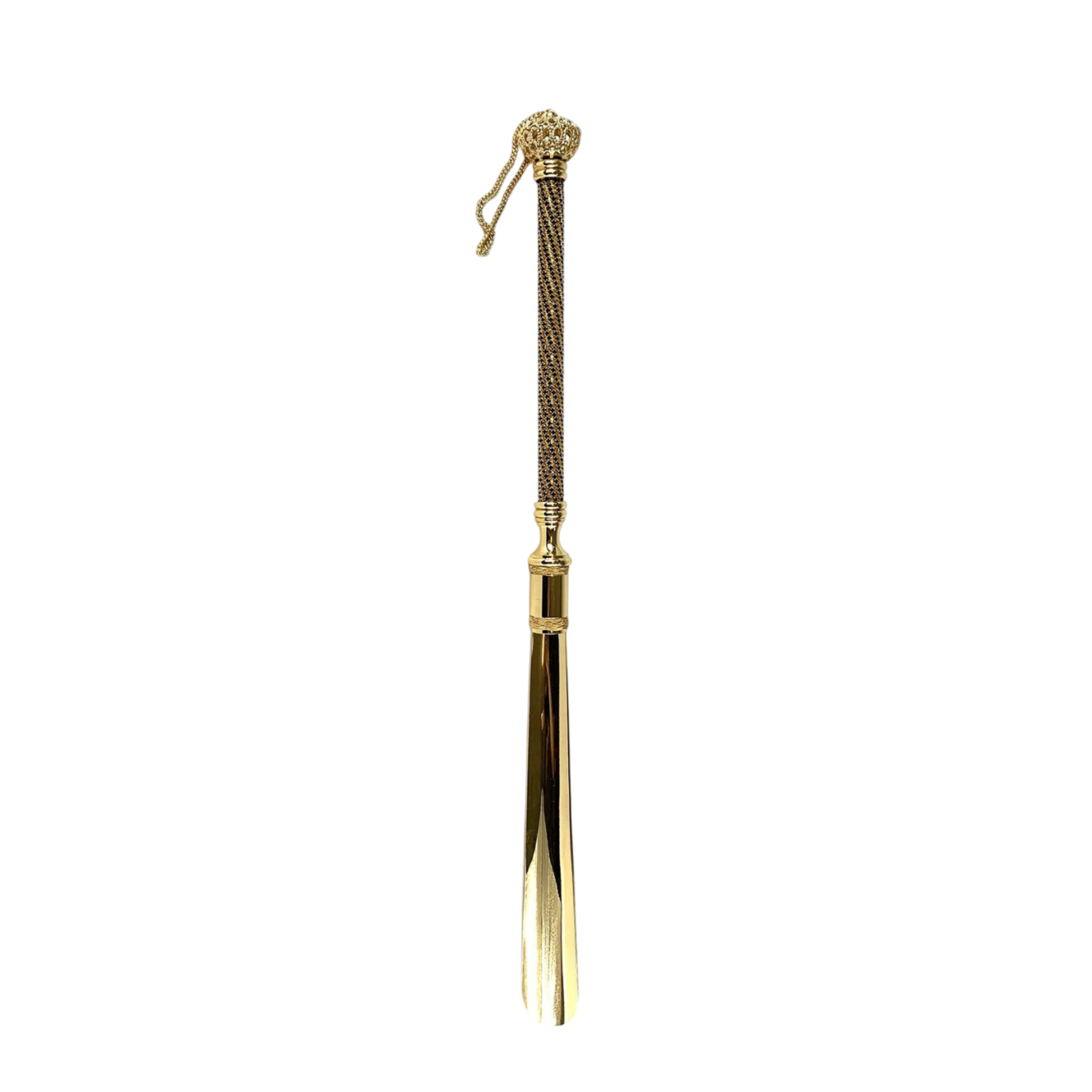 24K Gold-Plated Shoehorn Encrusted with Thousands of Jet Crystals