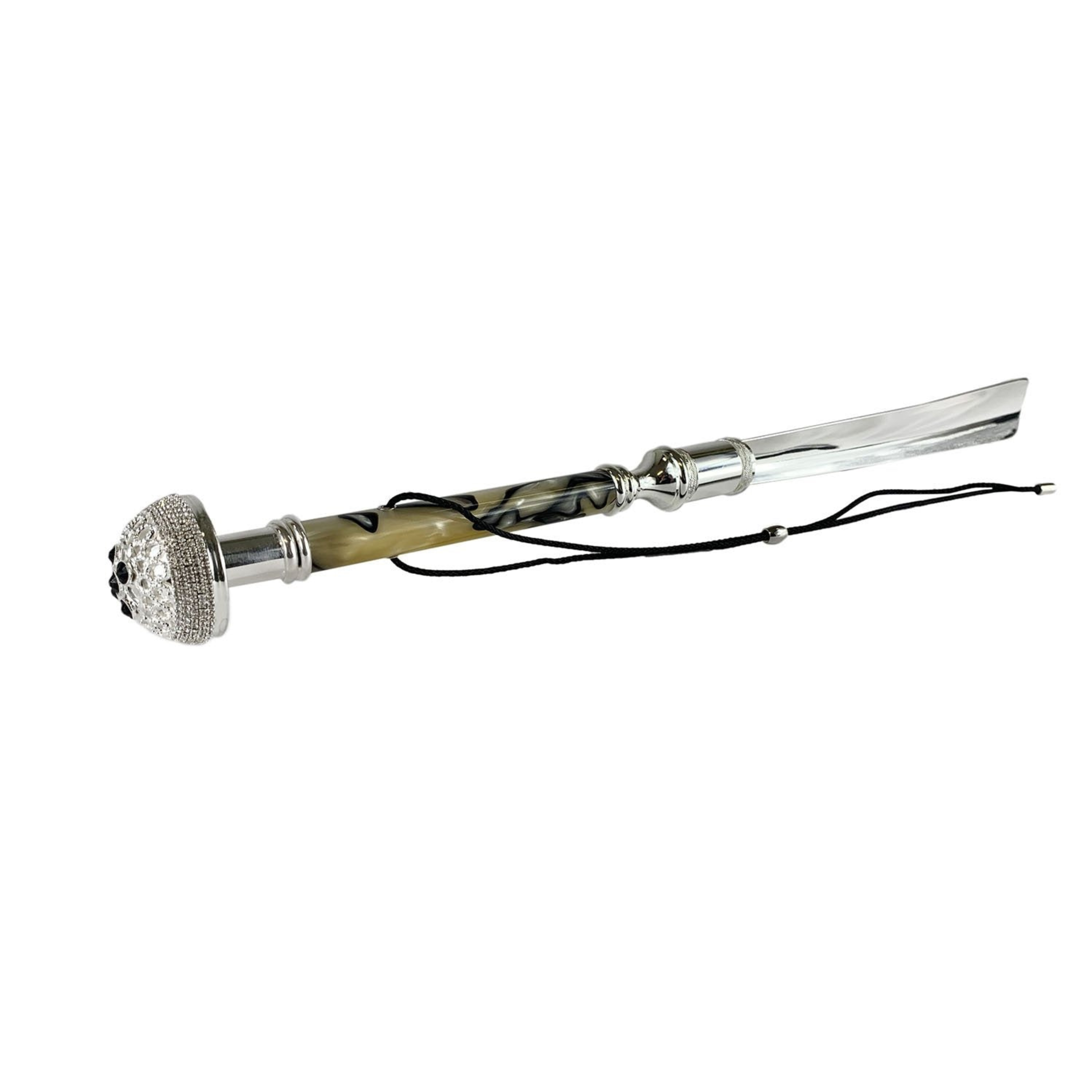 Designer Italian Luxury Silver-Plated Shoehorn with Brass Tongue