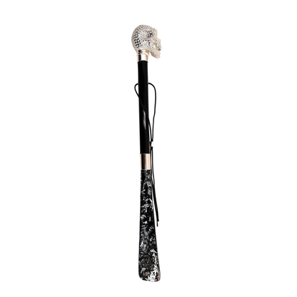 Luxury Italian Silver Skull Shoehorn Encrusted with Swarovski Crystals