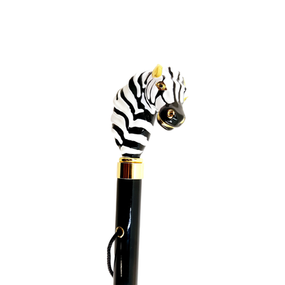 Enamelled Zebra Handle and Golden Accents Elegant Italian Shoehorn
