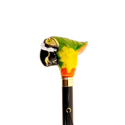 Enamelled Parrot Handle and Golden Accents Elegant Italian Shoehorn
