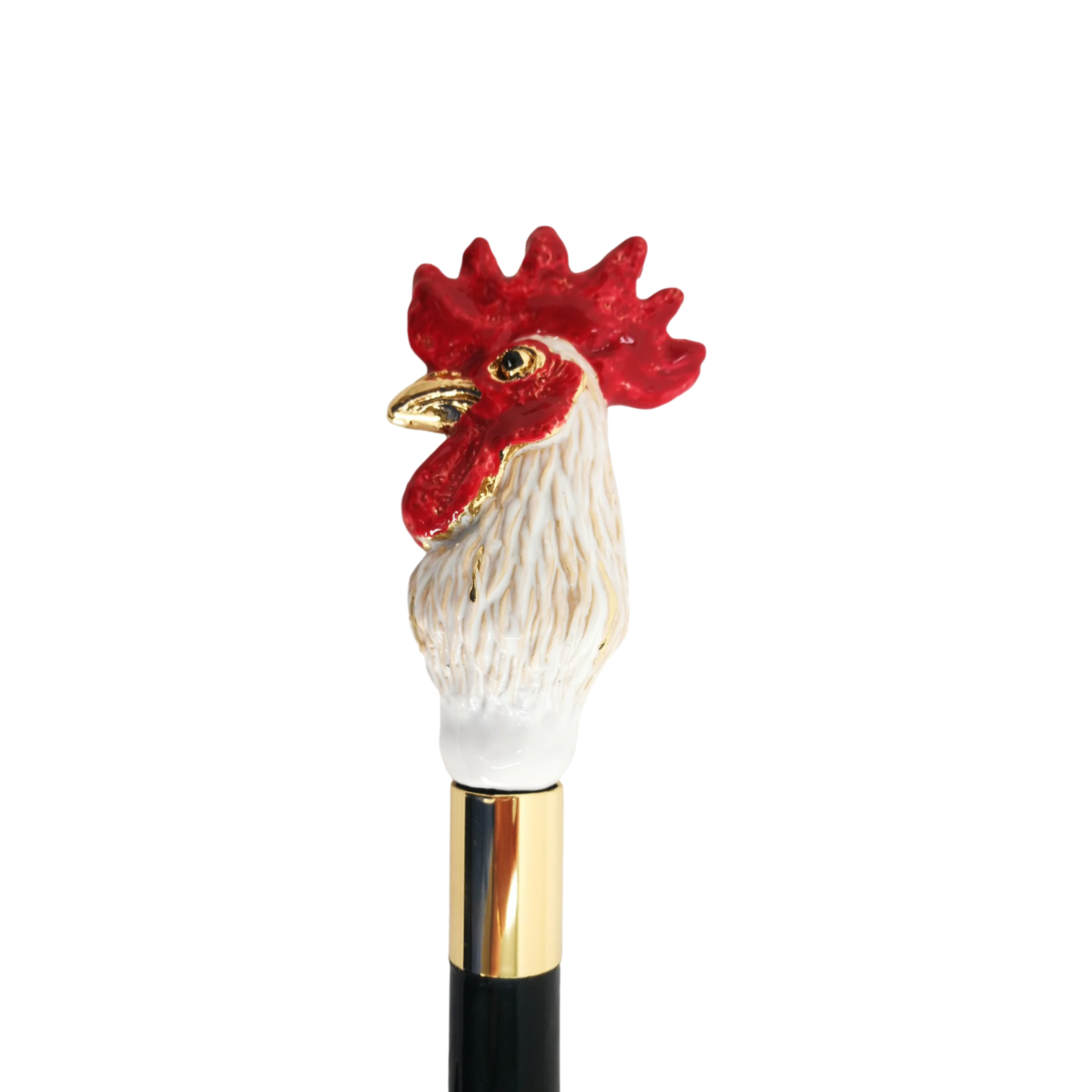 Italian Shoehorn with Enamelled Rooster Handle and Golden Accents