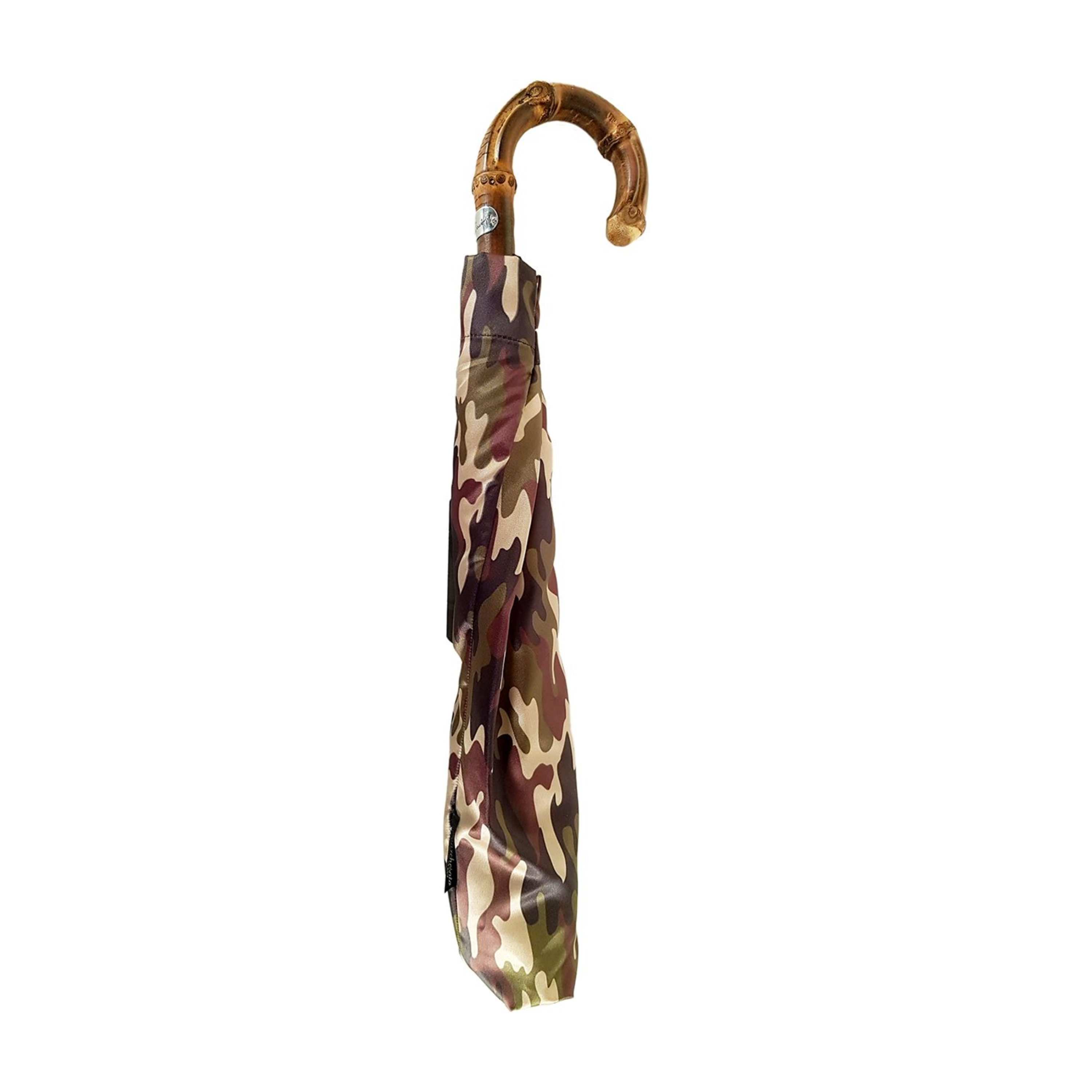 Military-Inspired Camouflage Folding Umbrella with Bamboo Handle