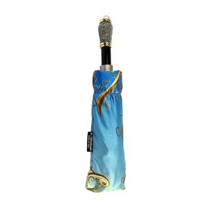 Elegant Women’s Folding Umbrella with 24K Jeweled Handle