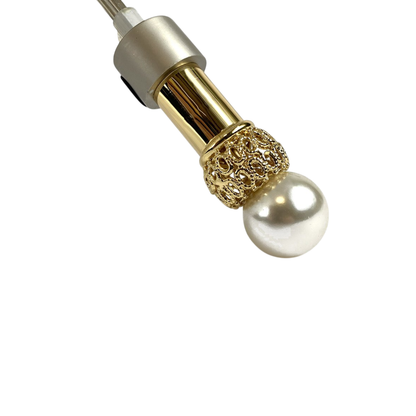 Black and Cream Folding Umbrella – Jeweled 24K Handle