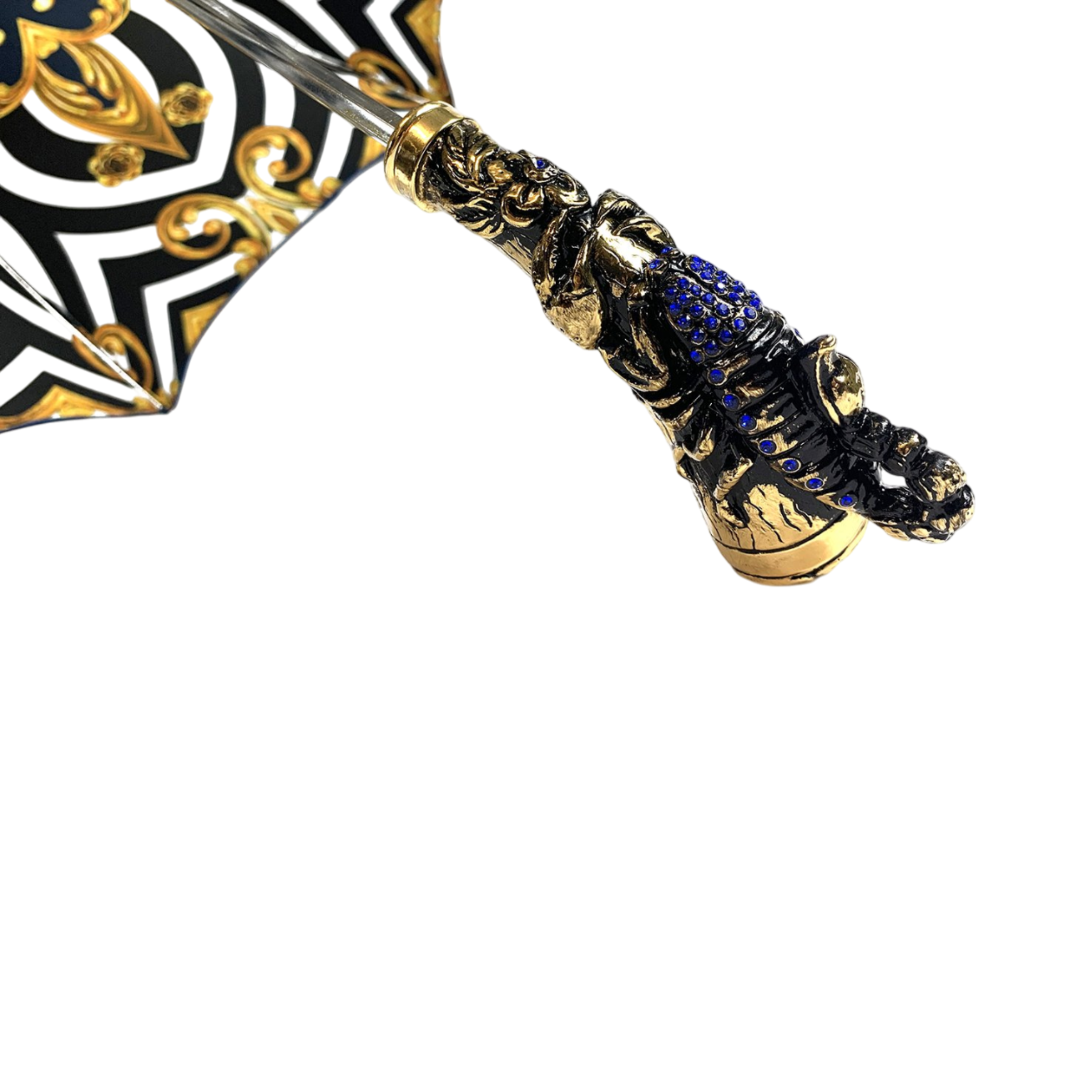 Luxury Umbrella with 24K Golden Scorpion Handle and Sapphire Crystals
