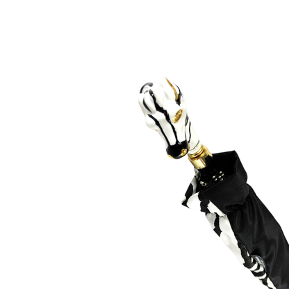 Hand-Painted Zebra Luxury Umbrella – 24K Gold-Plated Handle