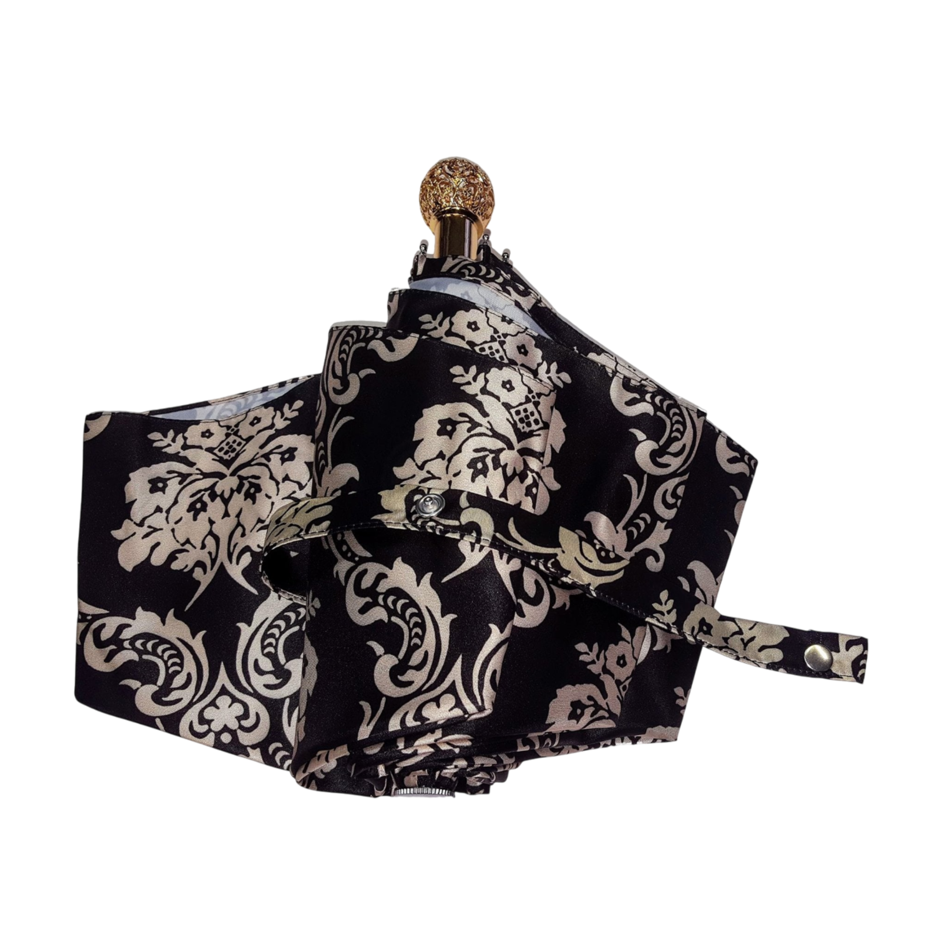 Lightweight and Elegant Baroque Black and White Folding Umbrella