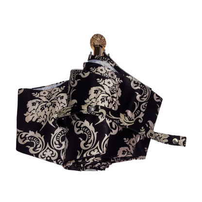 Lightweight and Elegant Baroque Black and White Folding Umbrella