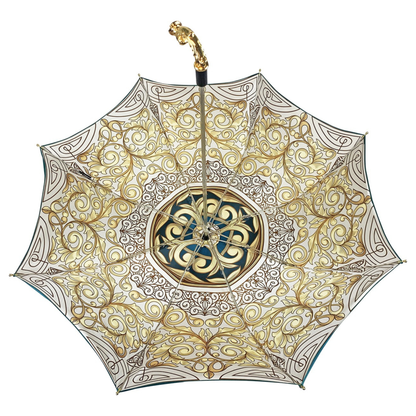 Turquoise Gradient Double-Canopy Umbrella – Handmade in Italy