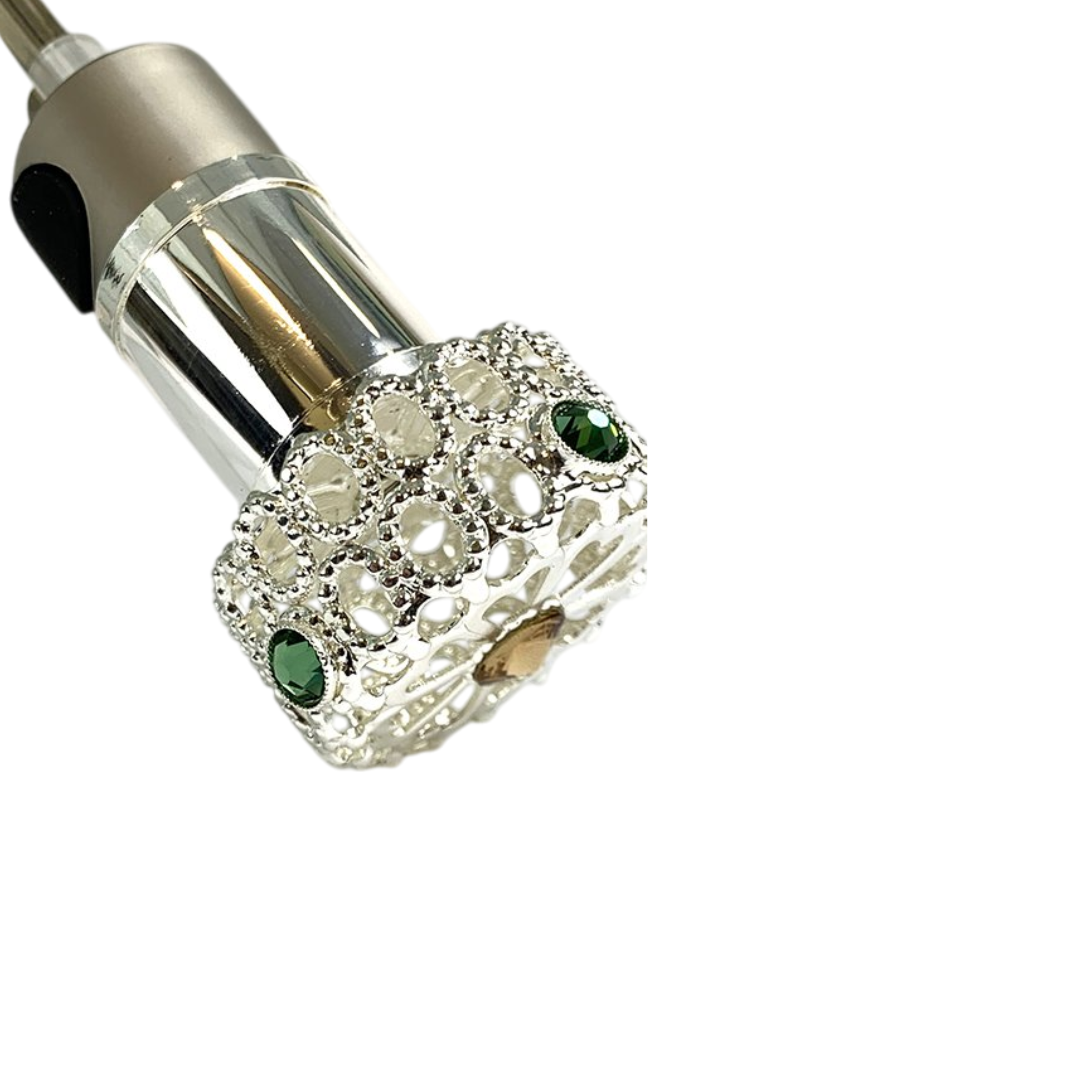 Chic Green and Beige Folding Umbrella for Women with Swarovski Details