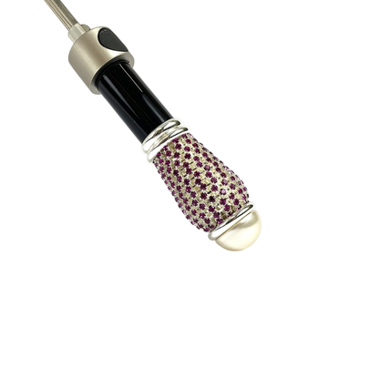 Elegant Women's Folding Umbrella – Floral Print with Jeweled Handle