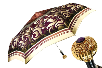 Elegant Women's Folding Umbrella – Filigree and Amethyst Handle