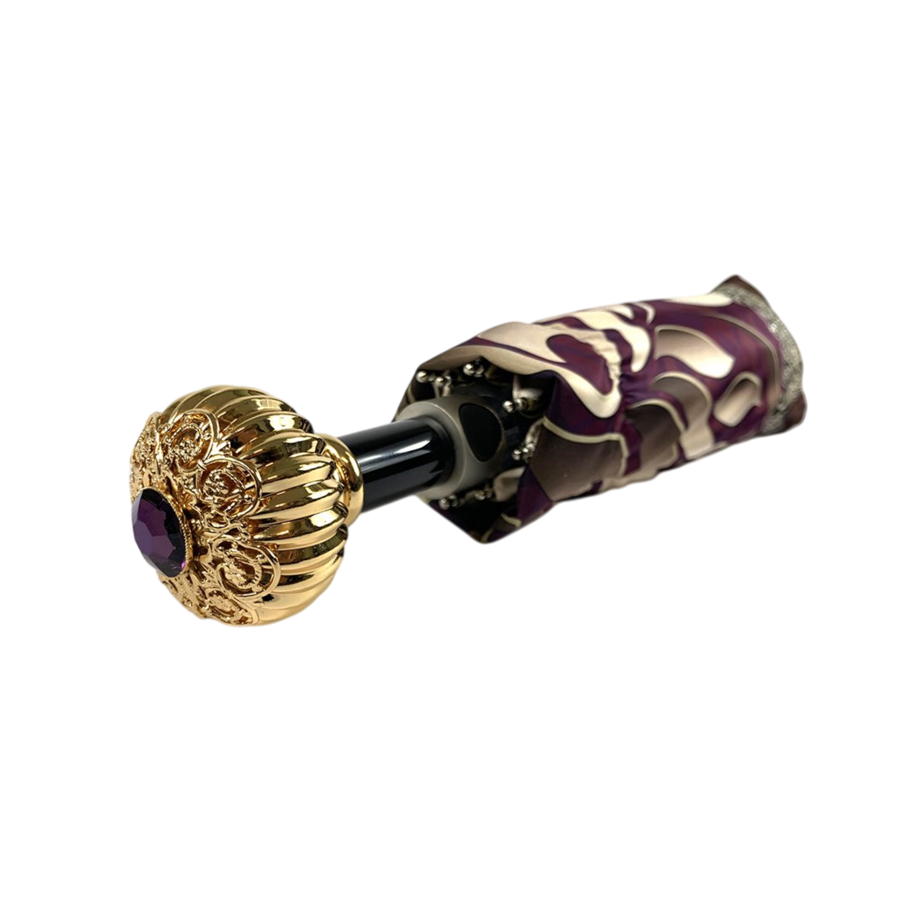 Elegant Women's Folding Umbrella – Filigree and Amethyst Handle