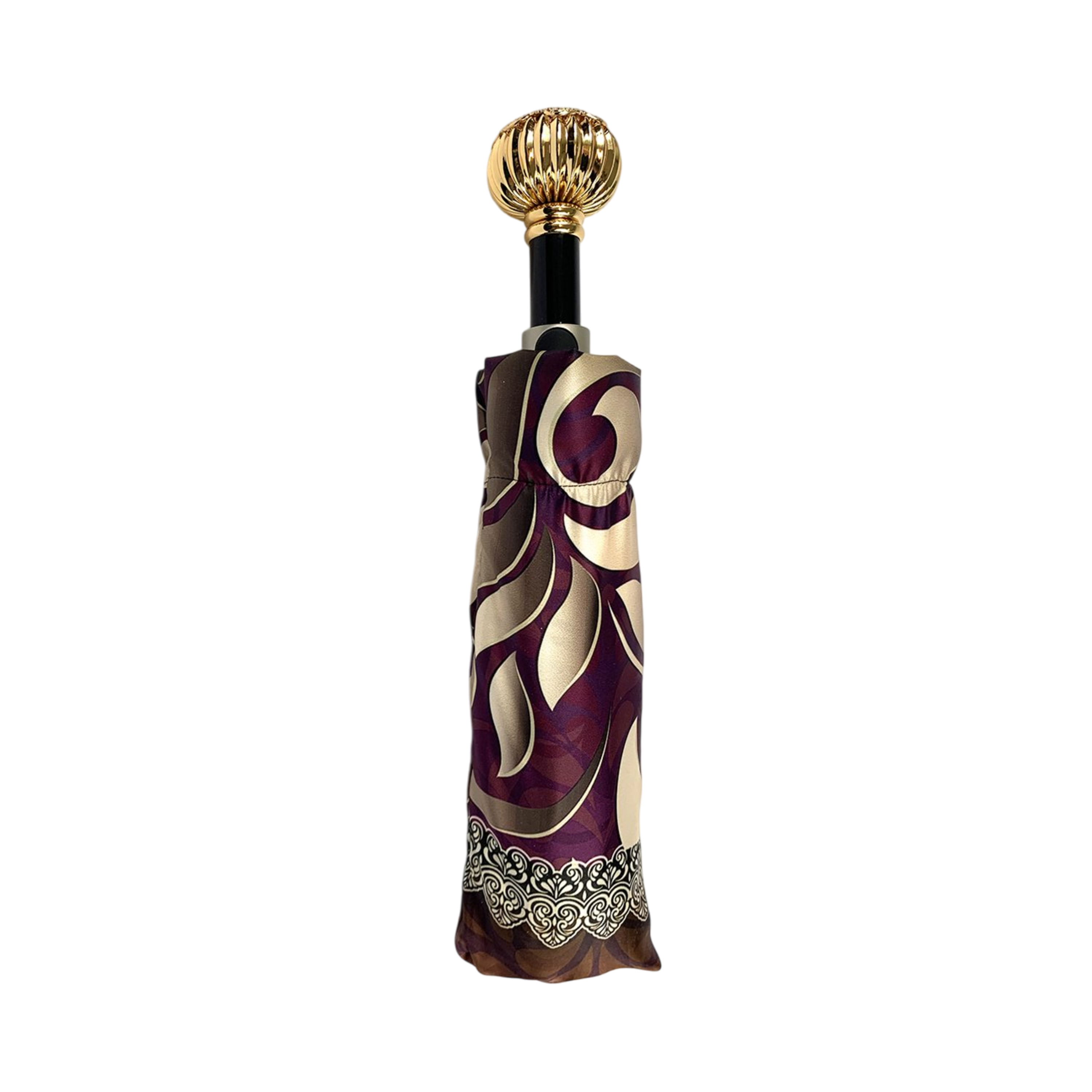 Elegant Women's Folding Umbrella – Filigree and Amethyst Handle