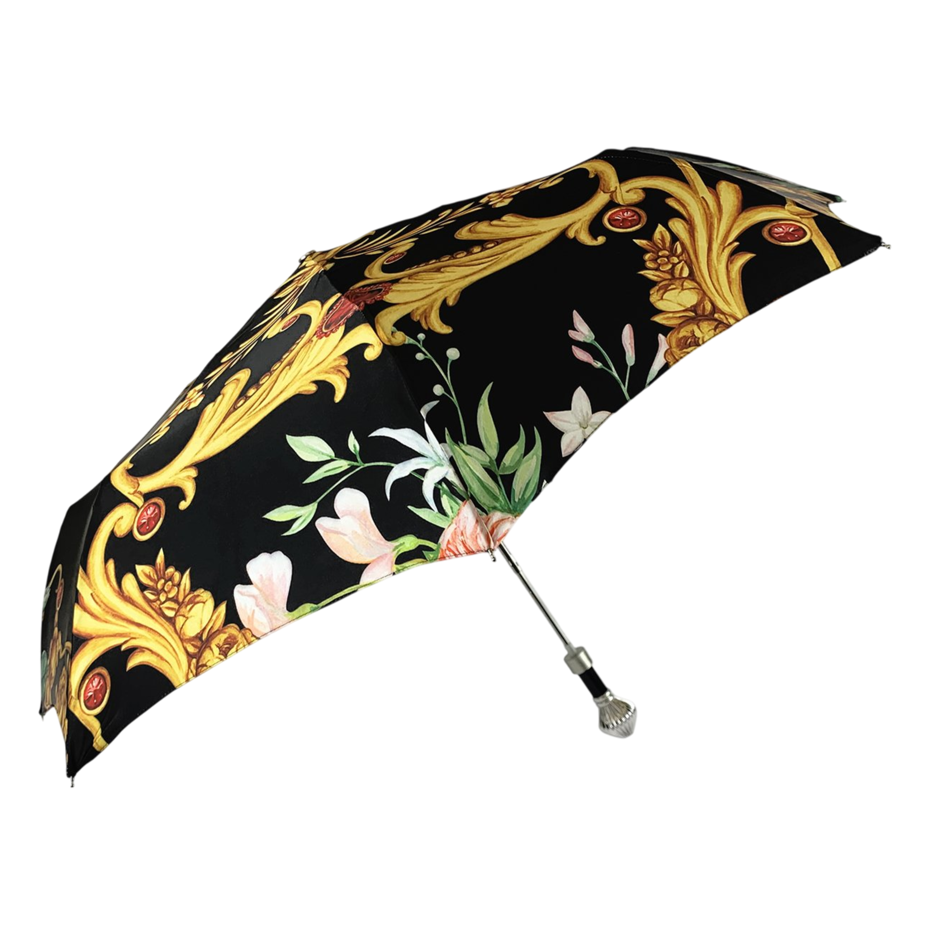 Exclusive Designer Silver-Plated Folding Umbrella for Women