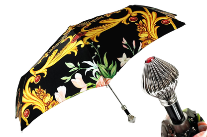 Exclusive Designer Silver-Plated Folding Umbrella for Women