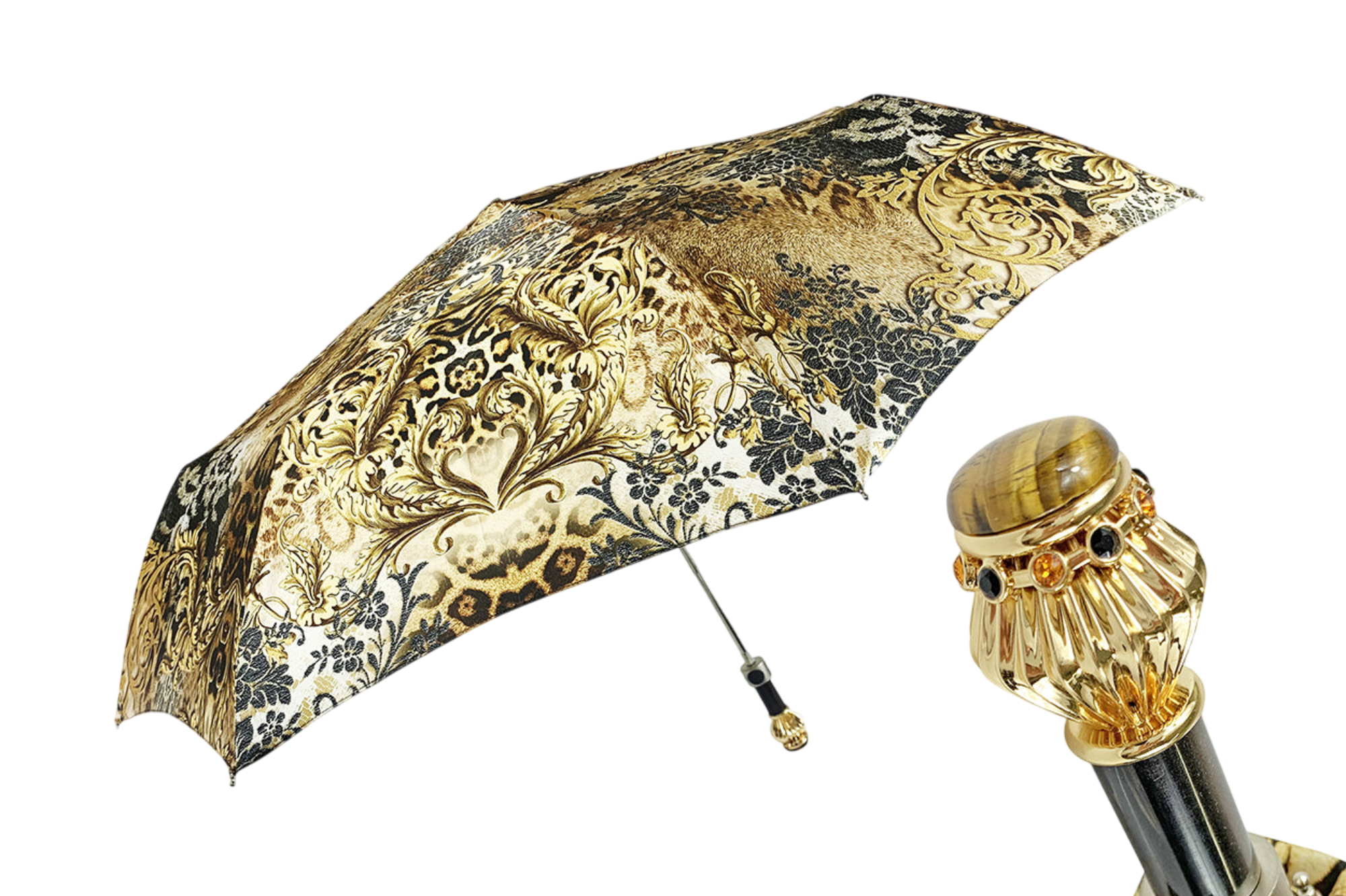 Chic Mini Folding Umbrella for Women with Jeweled Handle