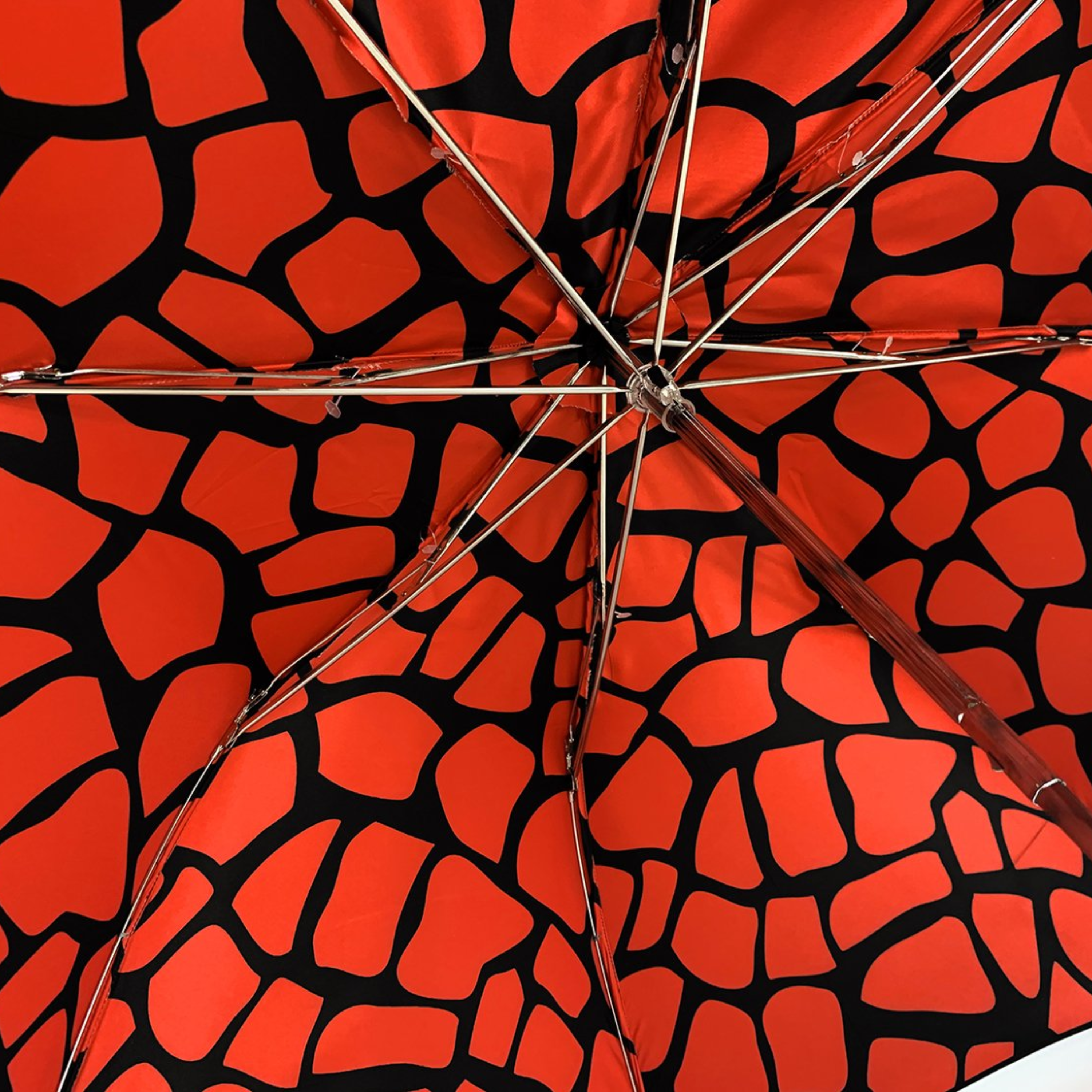 Handmade Women's Folding Umbrella with Red Crystal Sphere Handle