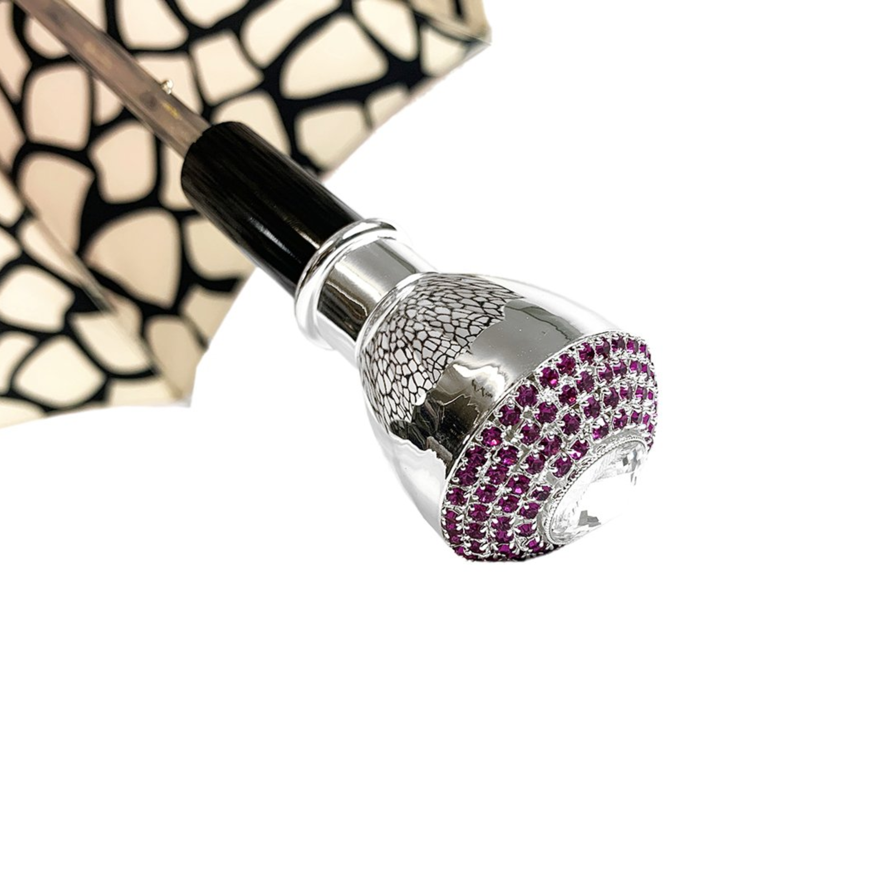 Unique Double Canopy Women's Umbrella with Magenta Crystals