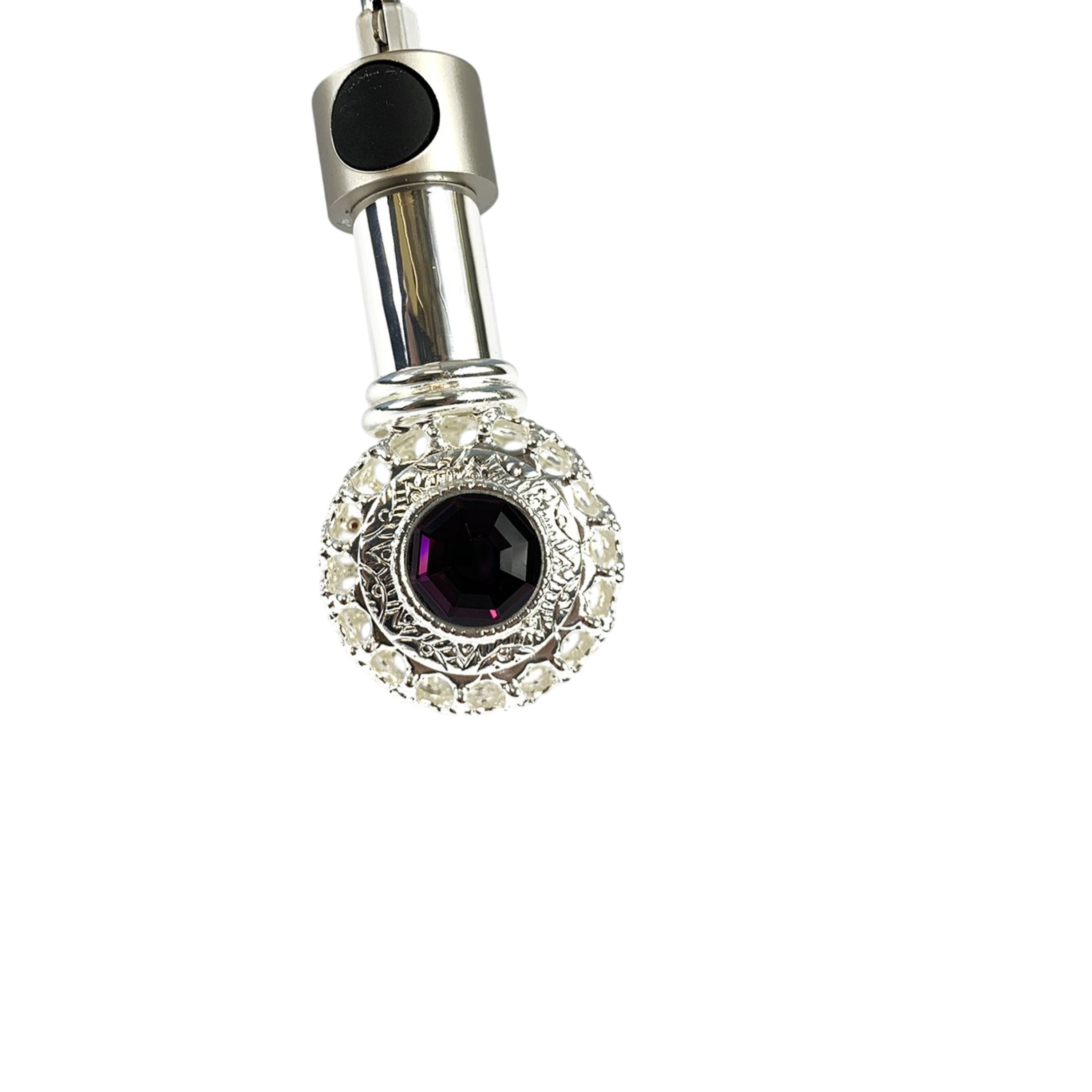 Silver-Plated Handle with Amethyst Daisies Folding Umbrella for Women