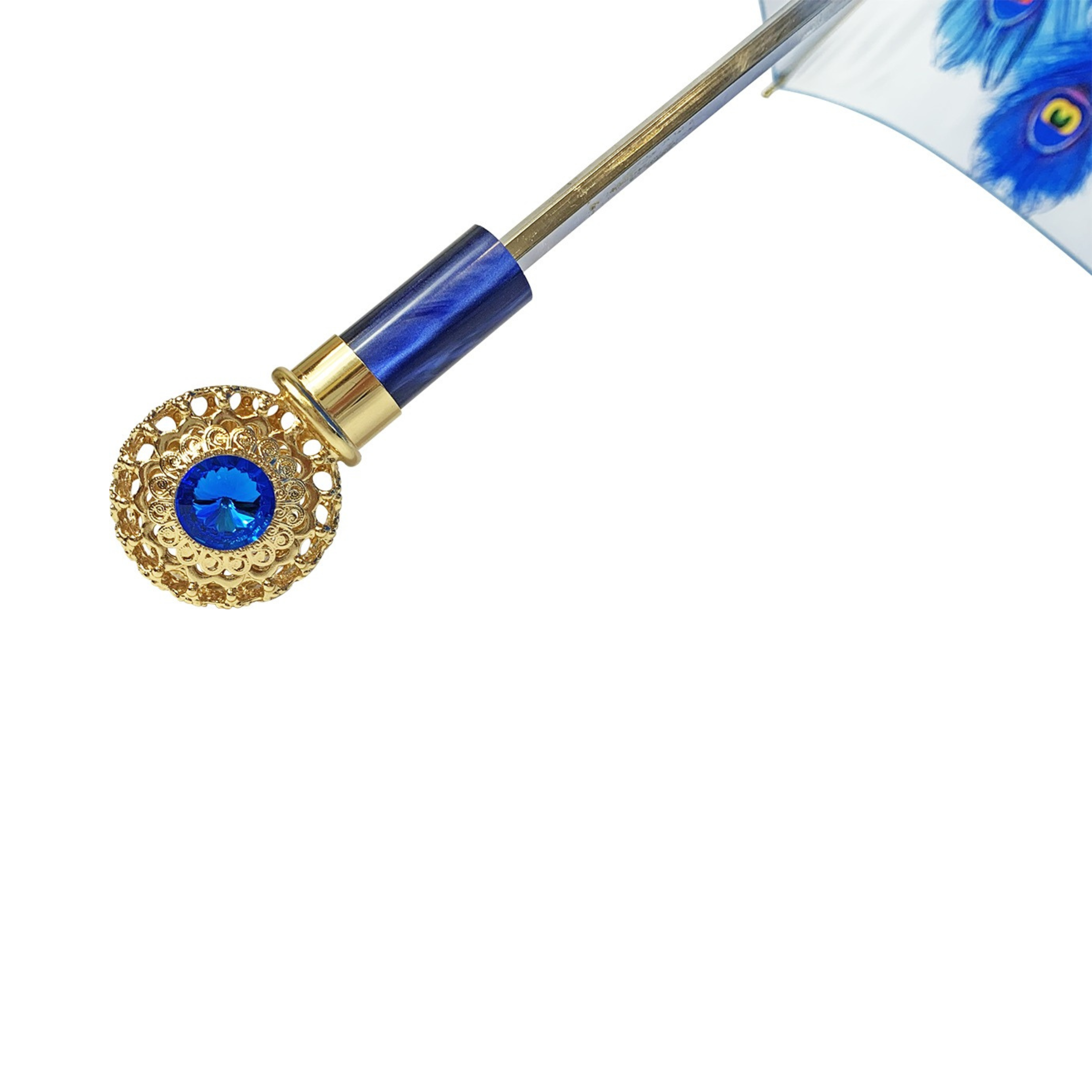 Folding Umbrella for Women – Sapphire Crystals 24K Gold-Plated Handle