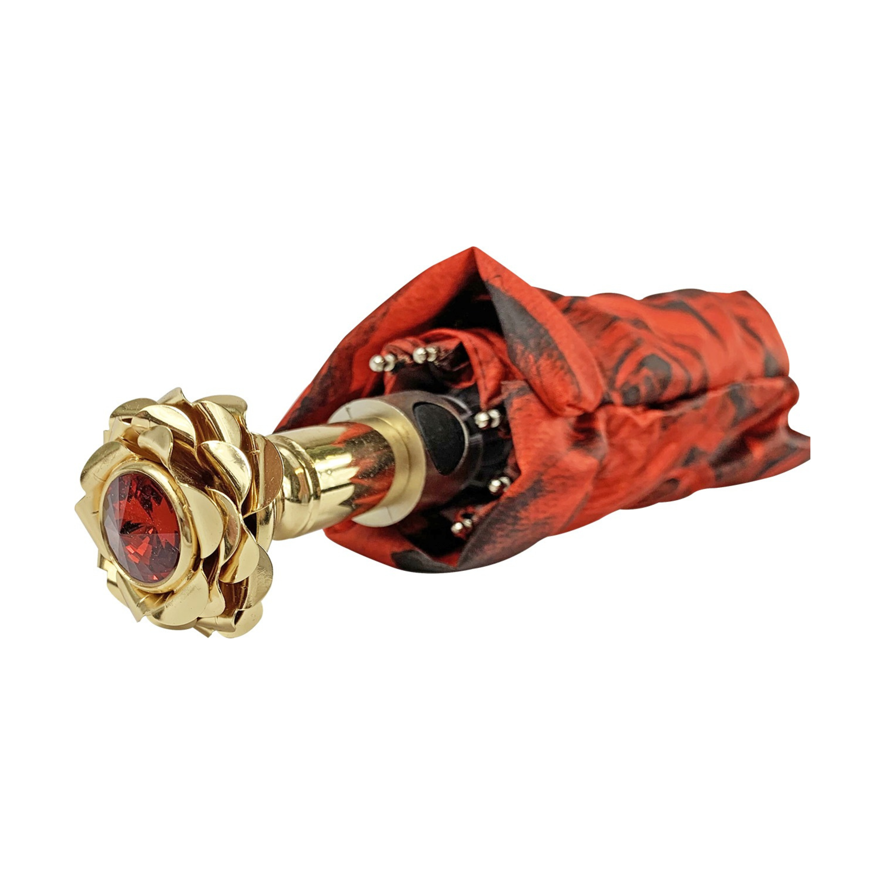 Romantic Folding Umbrella – 24K Gold-Plated Rose Handle