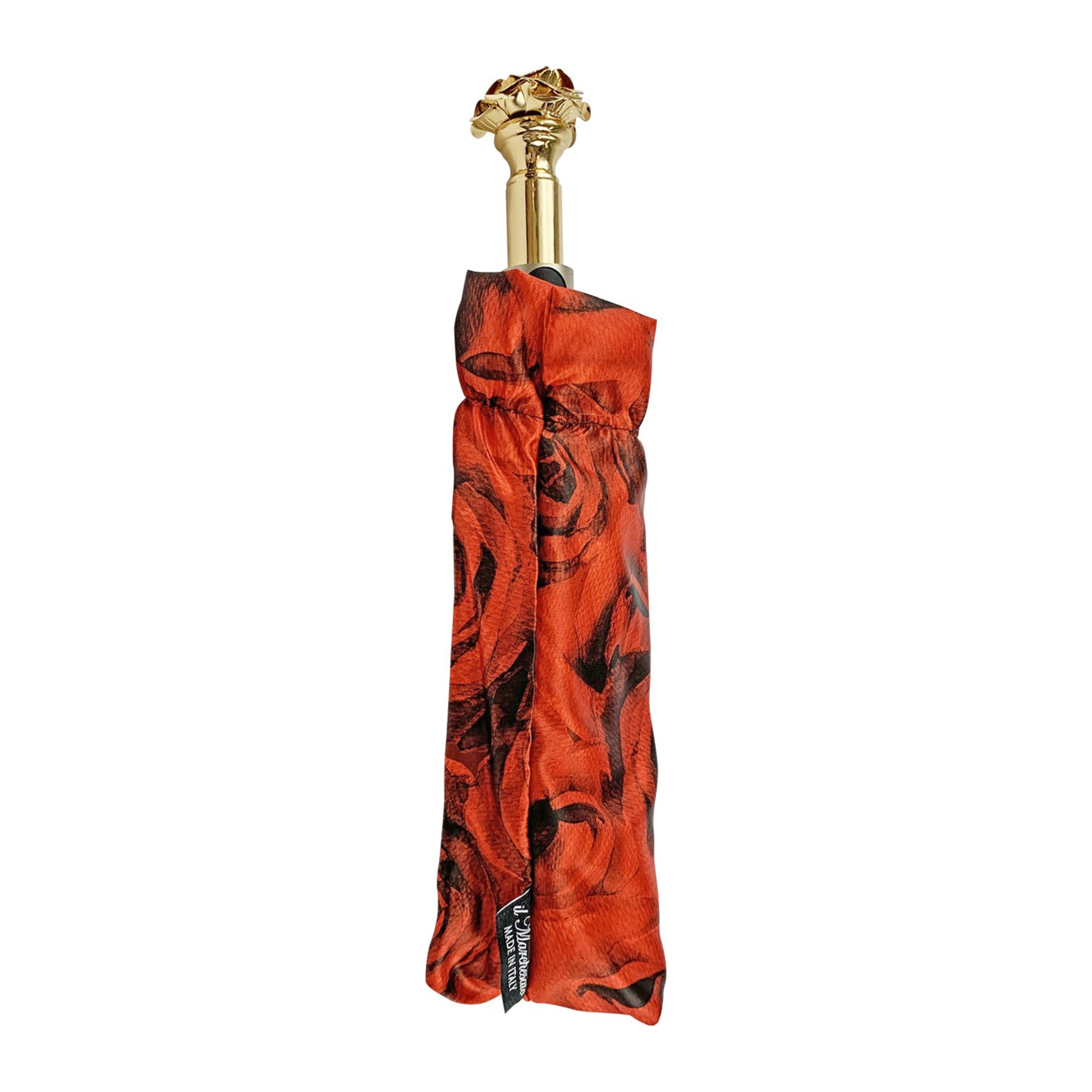 Romantic Folding Umbrella – 24K Gold-Plated Rose Handle