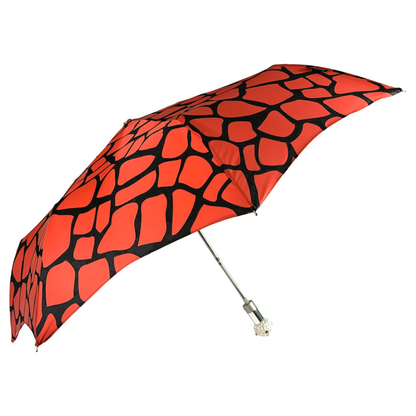 Unique Black and Red Folding Umbrella – Elegant Swarovski Details