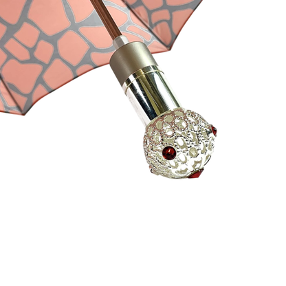 Unique Black and Red Folding Umbrella – Elegant Swarovski Details