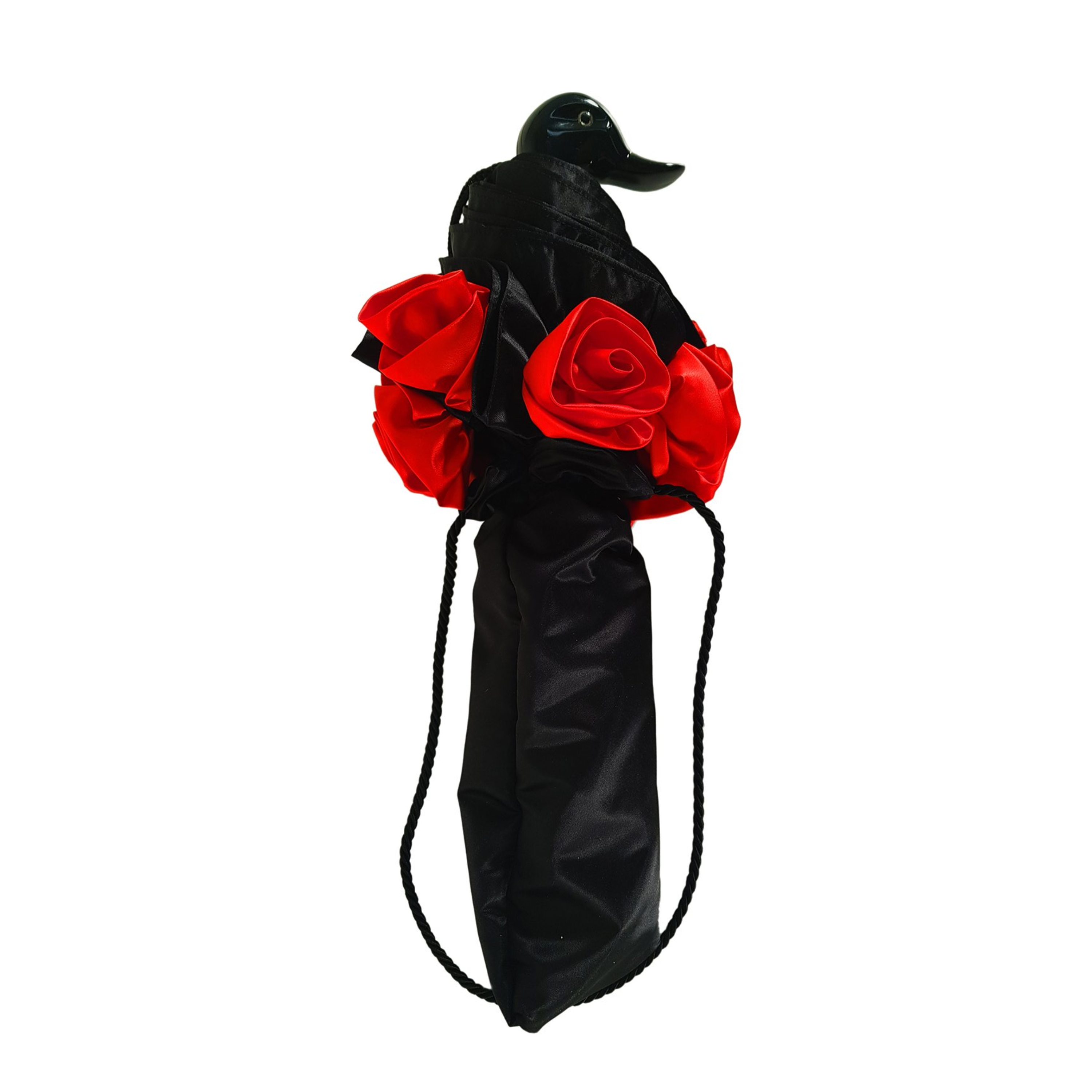 Frilly Black Folding Umbrella Parasol – Elegant and Handmade in Italy