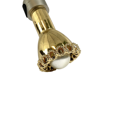 Baroque Folding Umbrella – Elegant Design with Jeweled Gold Handle