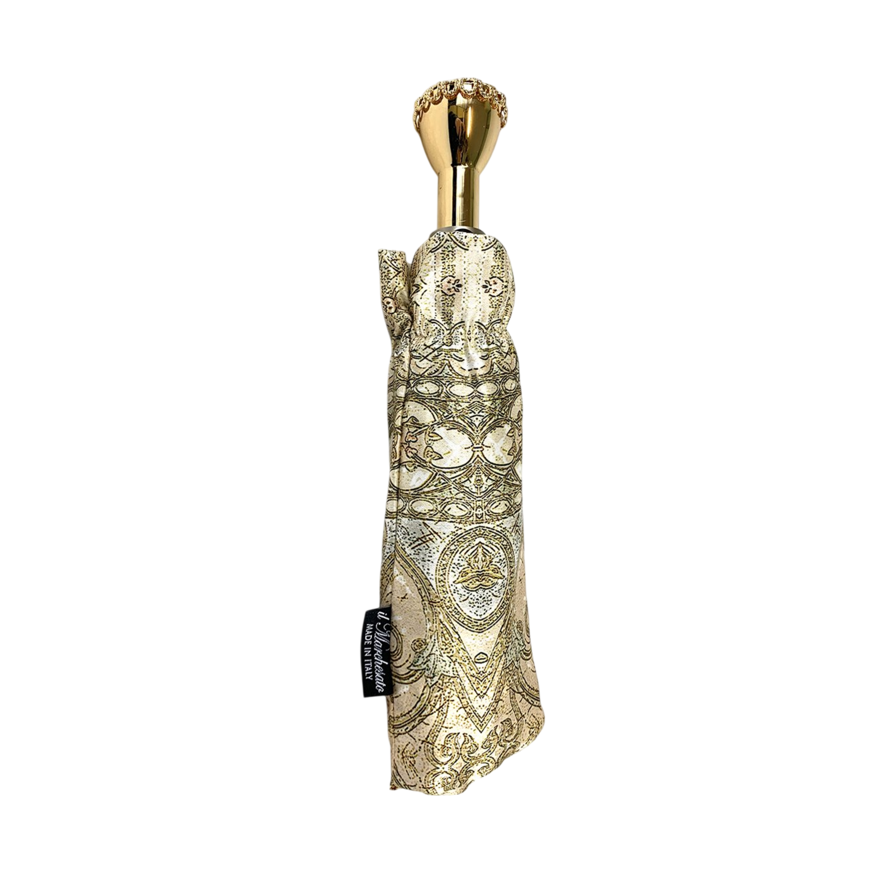 Baroque Folding Umbrella – Elegant Design with Jeweled Gold Handle