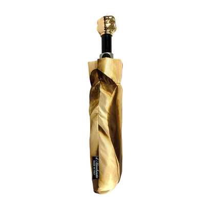 Elegant and Luxuriously Crafted Gold and Brown Dahlia Folding Umbrella