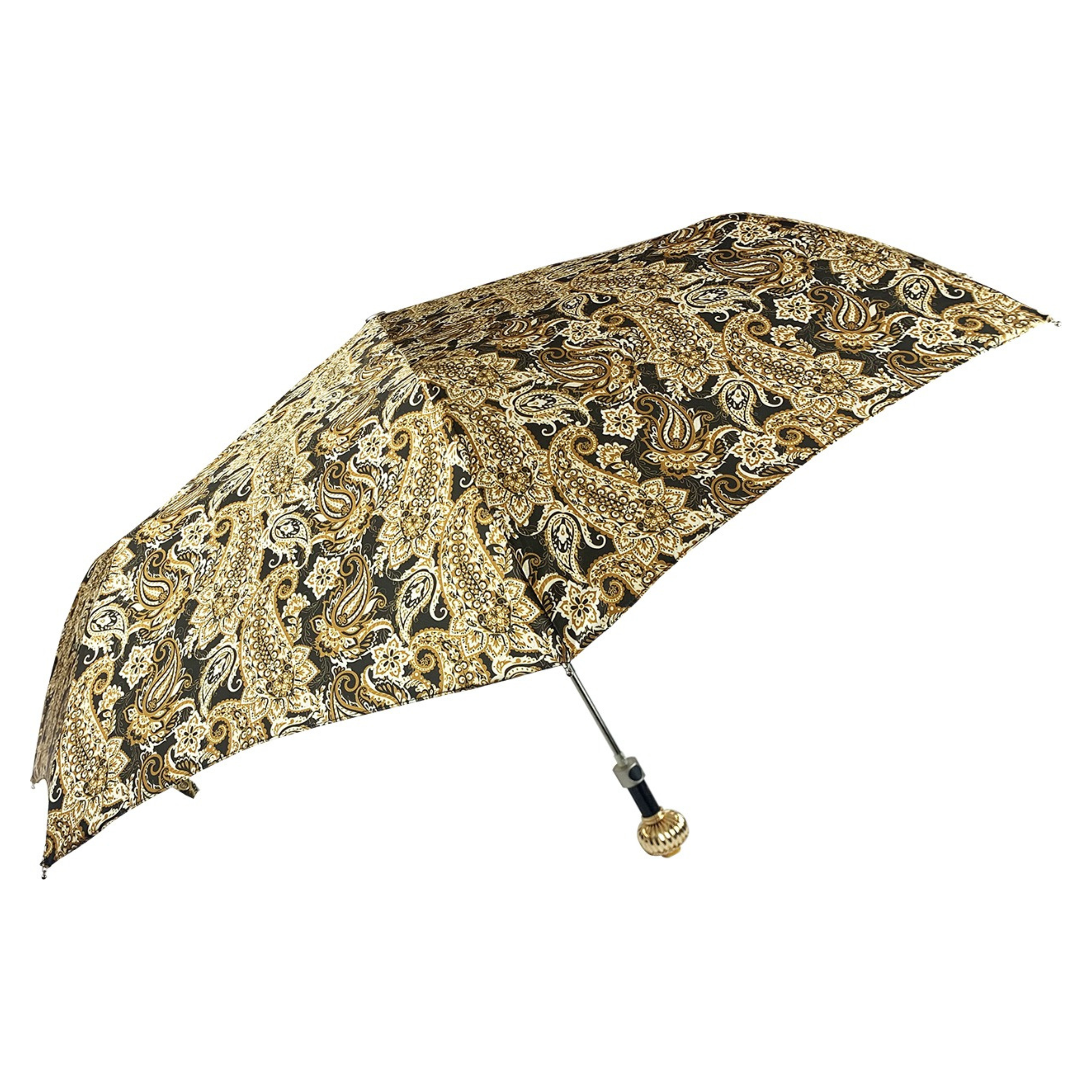 Cream Paisley Folding Umbrella – Artistic and Luxuriously Crafted