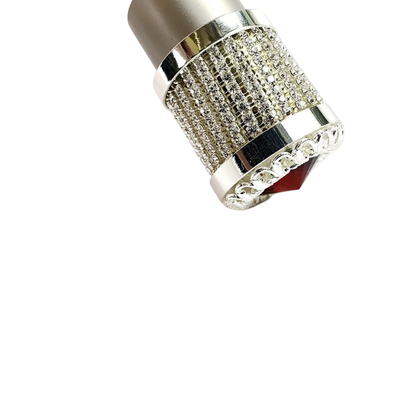 Floral Folding Umbrella – Silver Jeweled Handle and Red Swarovski