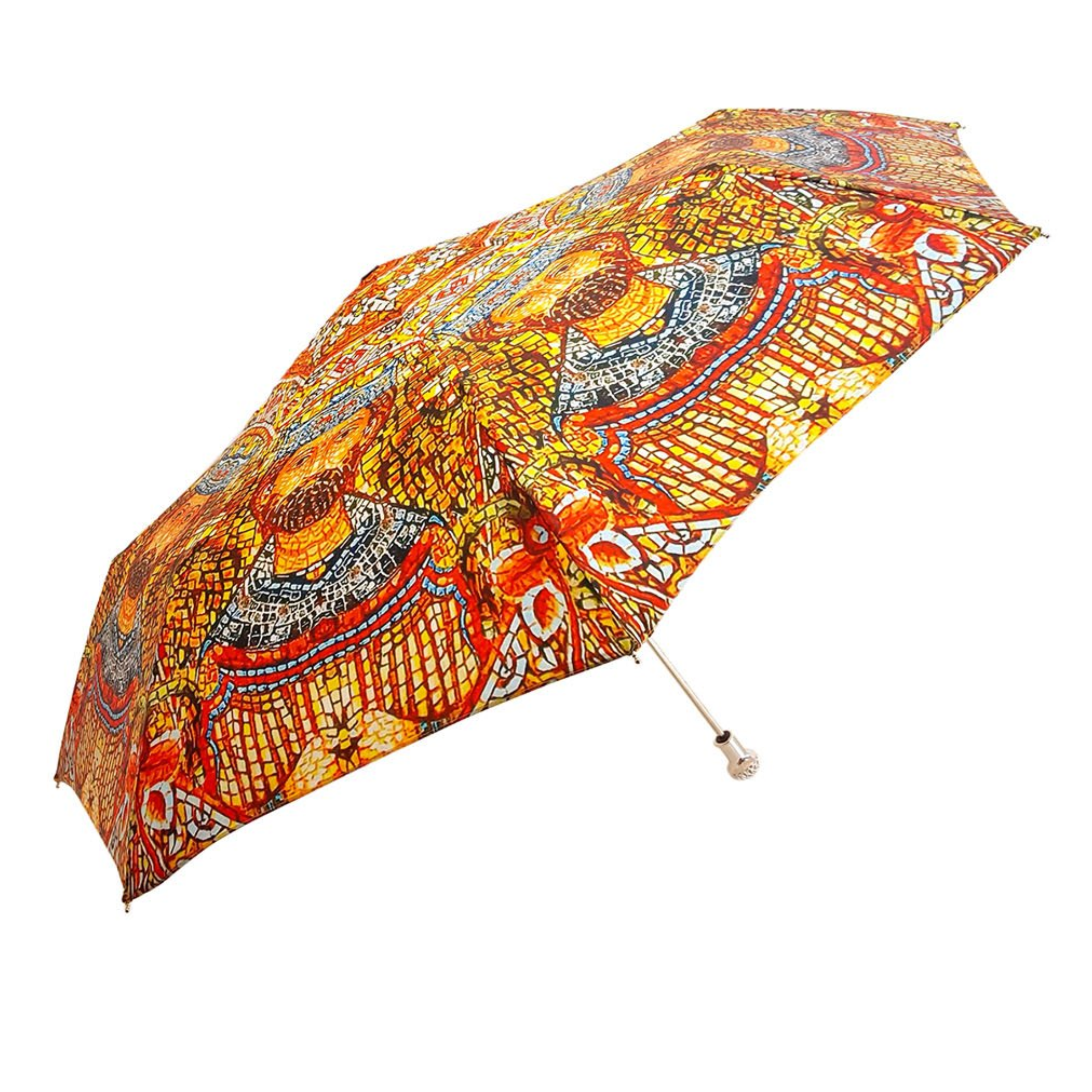 Byzantine Folding Umbrella – Silver Handle with Swarovski Crystals
