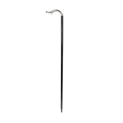 Original Silverplated Walking Cane with Black Crystal Handle