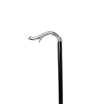 Original Silverplated Walking Cane with Black Crystal Handle